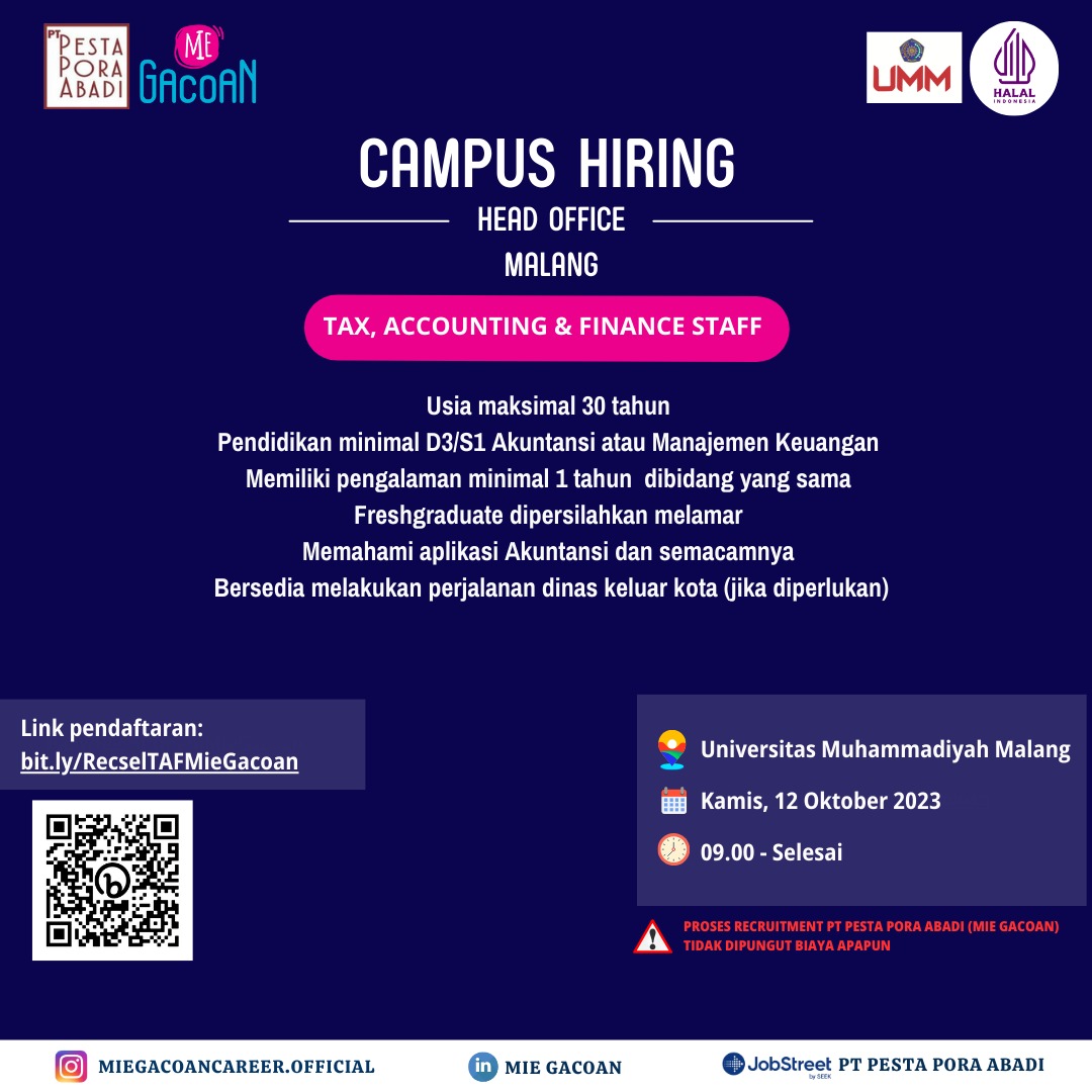 Campus Hiring PT Pesta Pora Abadi Me Gacoan Karir Kemahasiswaan